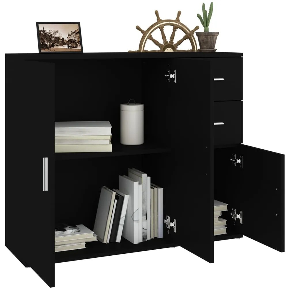 Servanta, negru, 91x29,5x75 cm, lemn prelucrat