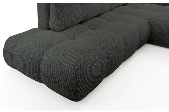 Canapea colțar extensibilă tapițată ALMADA, cu spațiu de depozitare, în L, dreapta, antracit