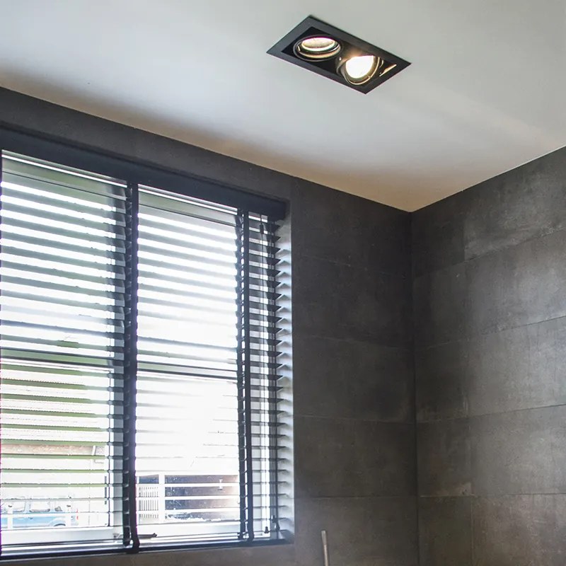 Spot integrat negru reglabil AR111 cu 2 lumini - Oneon