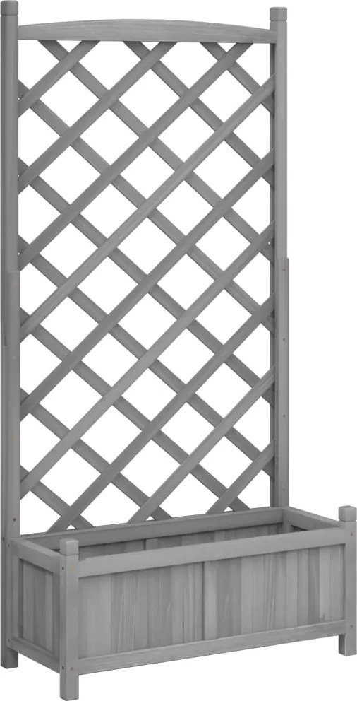 vidaXL Jardinieră cu spalier, gri, lemn masiv de brad