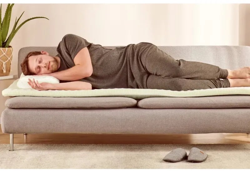 Topper Dormeo Nature Aloe Vera II D110081456, 5cm, 140x200cm, Spuma 3D Orthocell, CleanEffect, Sistem AirX, Anti-alunecare, Alb/verde