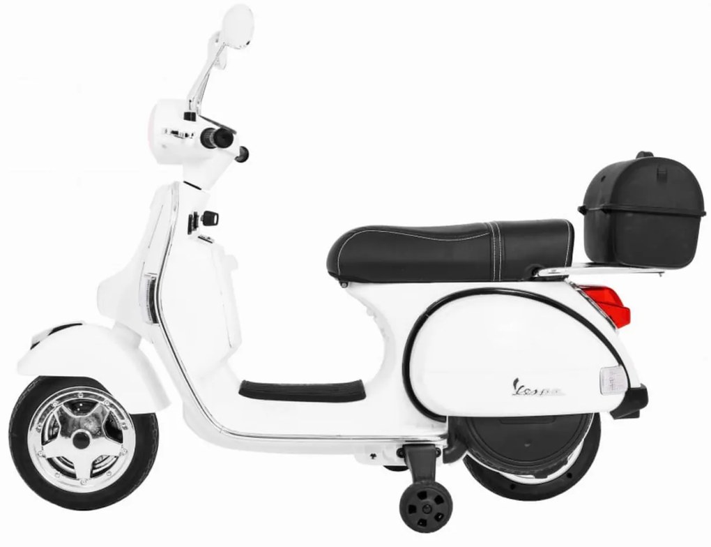 Motocicleta Electrica cu Acumulator Pentru Copii NOVOKIDS™ Vespa Premium Retro Scooter, Pornire la cheie, 3-8 ani, Max 30 kg, Cu Melodii si Lumini