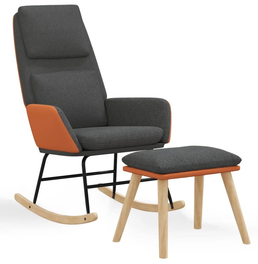 3097792 vidaXL Scaun balansoar cu taburet, gri închis, textil