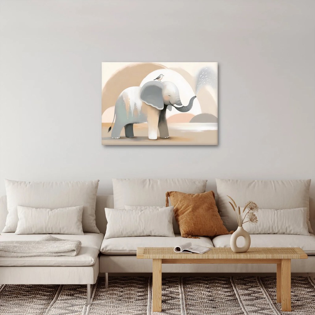 Tablou - Elefant în culori pastel (70x50 cm)