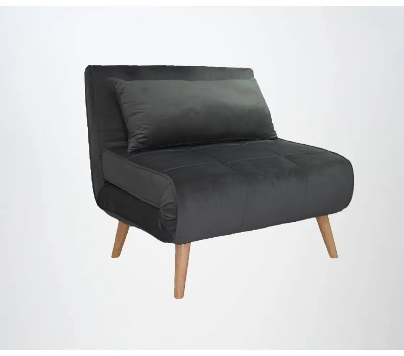 Fotoliu Extensibil Catifea Gri Lounge Premium Velvet