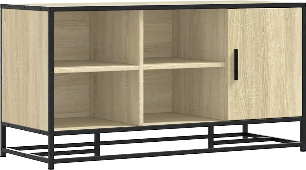 vidaXL Bancă pentru pantofi, stejar Sonoma, lemn prelucrat și metal