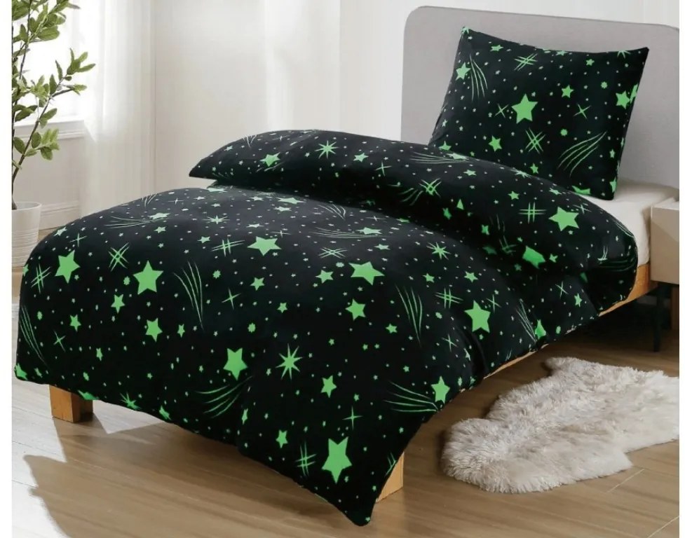 OFERTA Lenjerie cocolino NIGHT STARS negru II.calitate Dimensiune lenjerie de pat: 70 x 90 cm | 140 x 200 cm