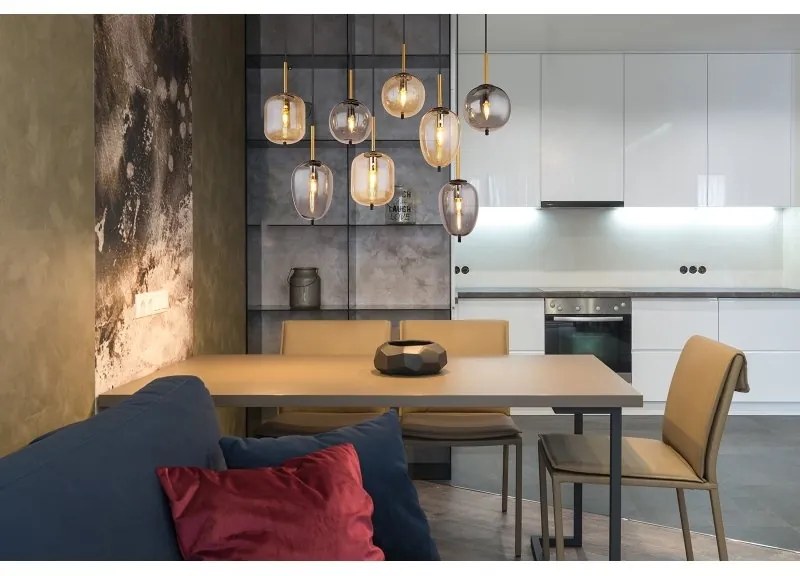 Lustra suspendata 8L design modern Blacky mix