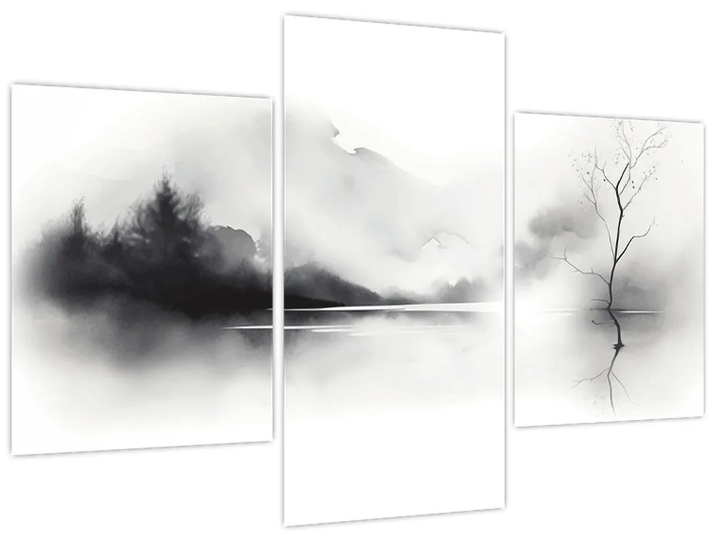 Tablou - pictură cu cerneală de peisaj (90x60 cm)