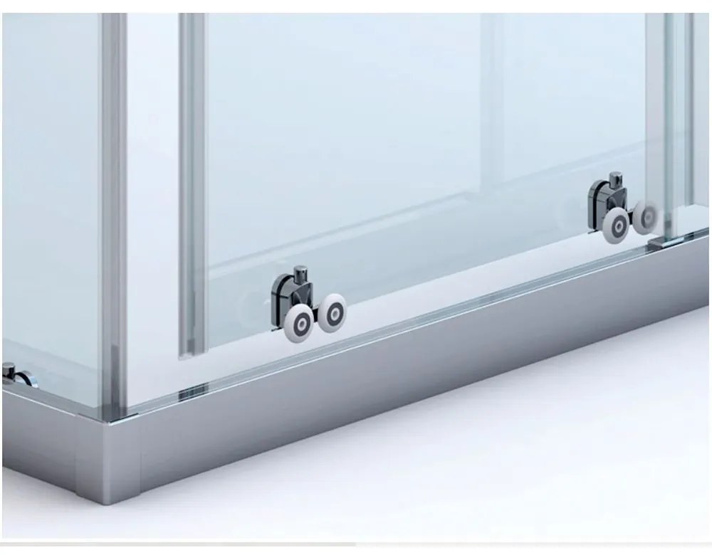 Cabina dus 100x90 cm cu usa culisanta, crom lucios, grosime sticla 5 mm, Sanswiss Ocelia