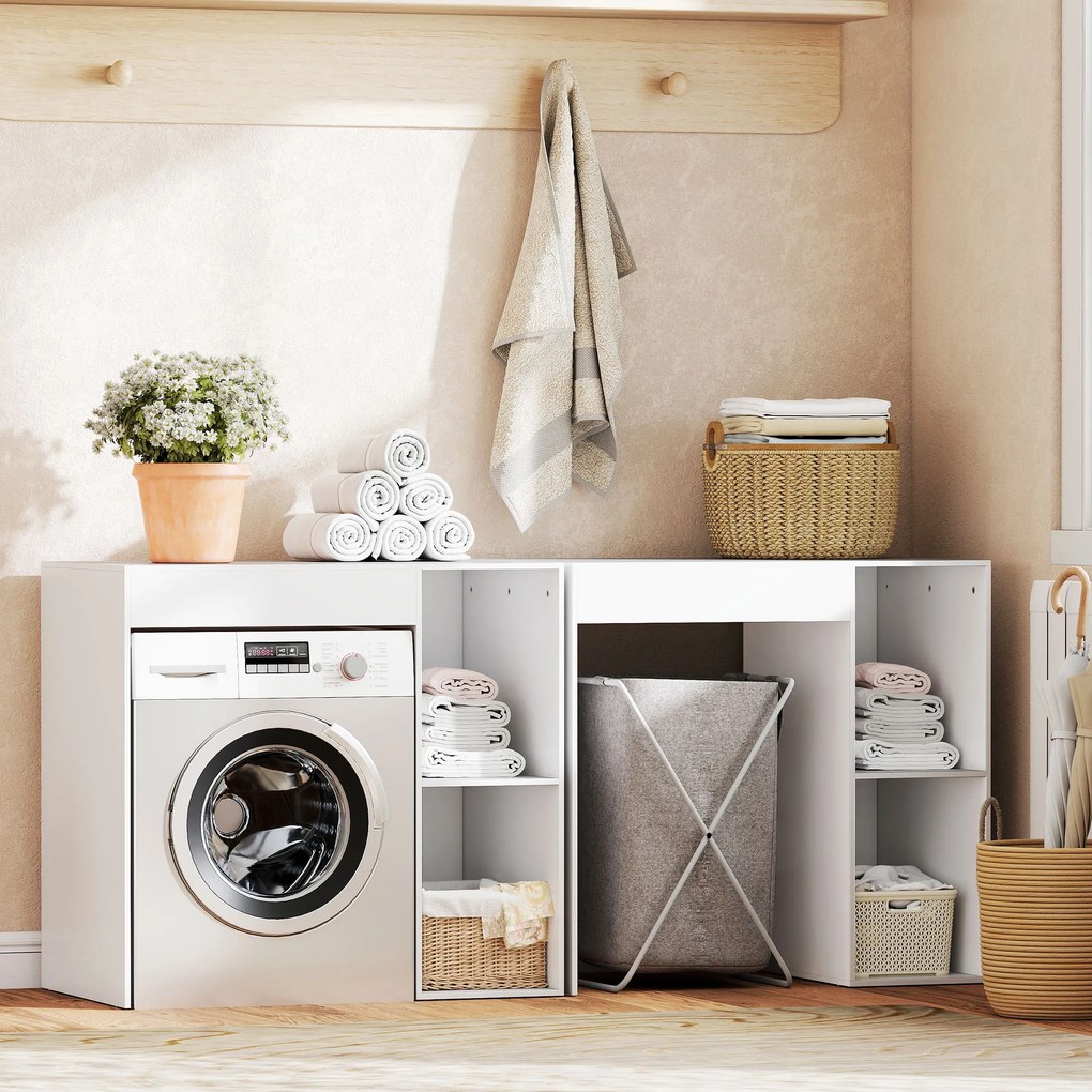 HOMCOM Dulap deasupra Mașinii de Spălat, Mobilier Modern cu Rafturi Deschise, Spațiu Economisit pentru Baie și Rufe, 96x60x95 cm, Alb | Aosom Romania