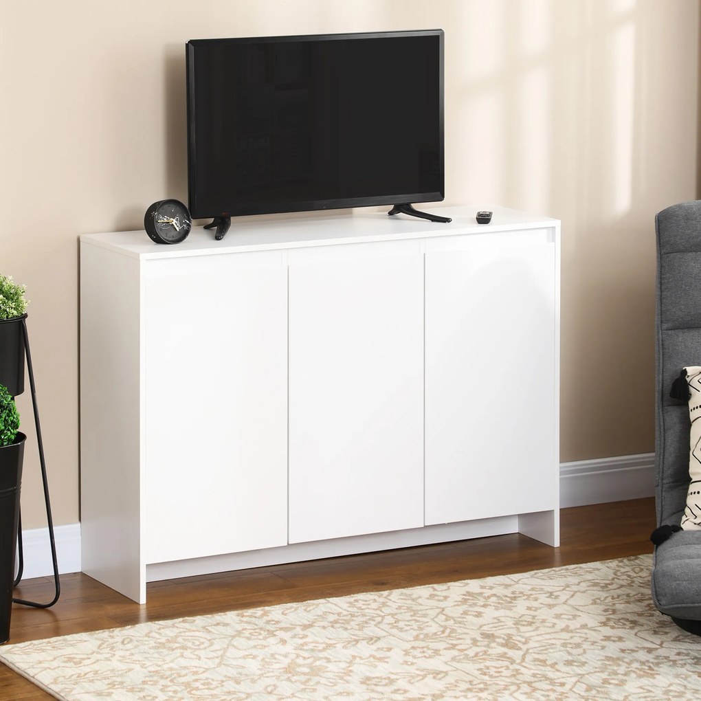 HOMCOM Bufet Modern cu 12 Rafturi, PAL, pentru Bucătărie, Sufragerie, Hol, 120x35x85 cm, Alb, Spațiu Amplu de Depozitare | Aosom Romania