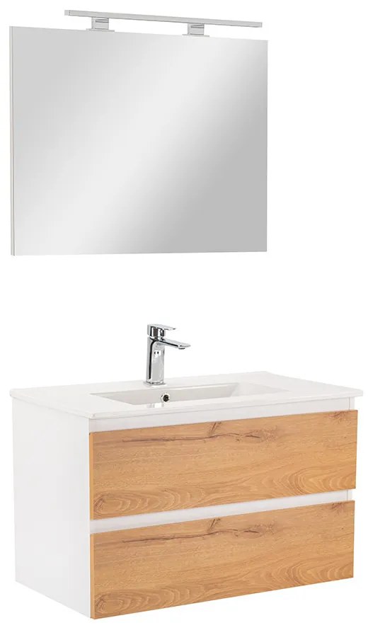 Mobilier complet de baie Vario Forte 80, stejar alb