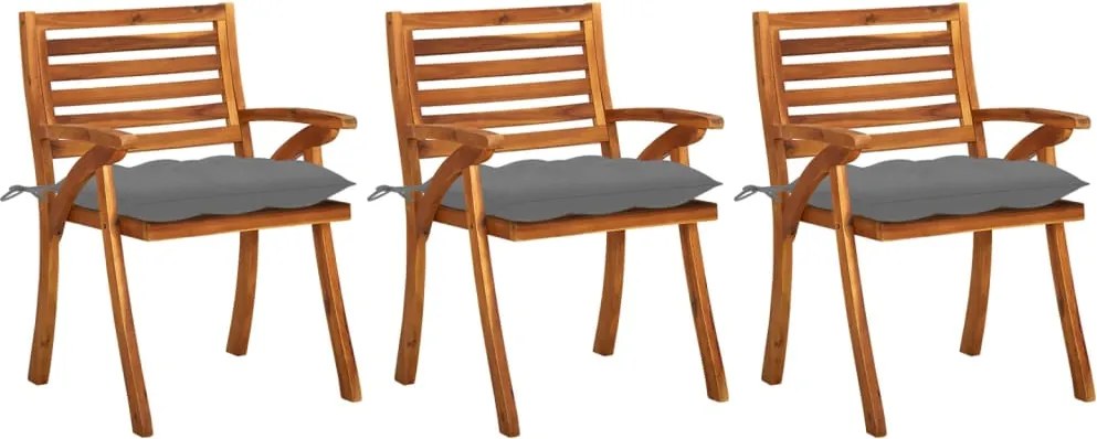 vidaXL Scaune de grădină cu perne, 3 buc., lemn masiv de acacia