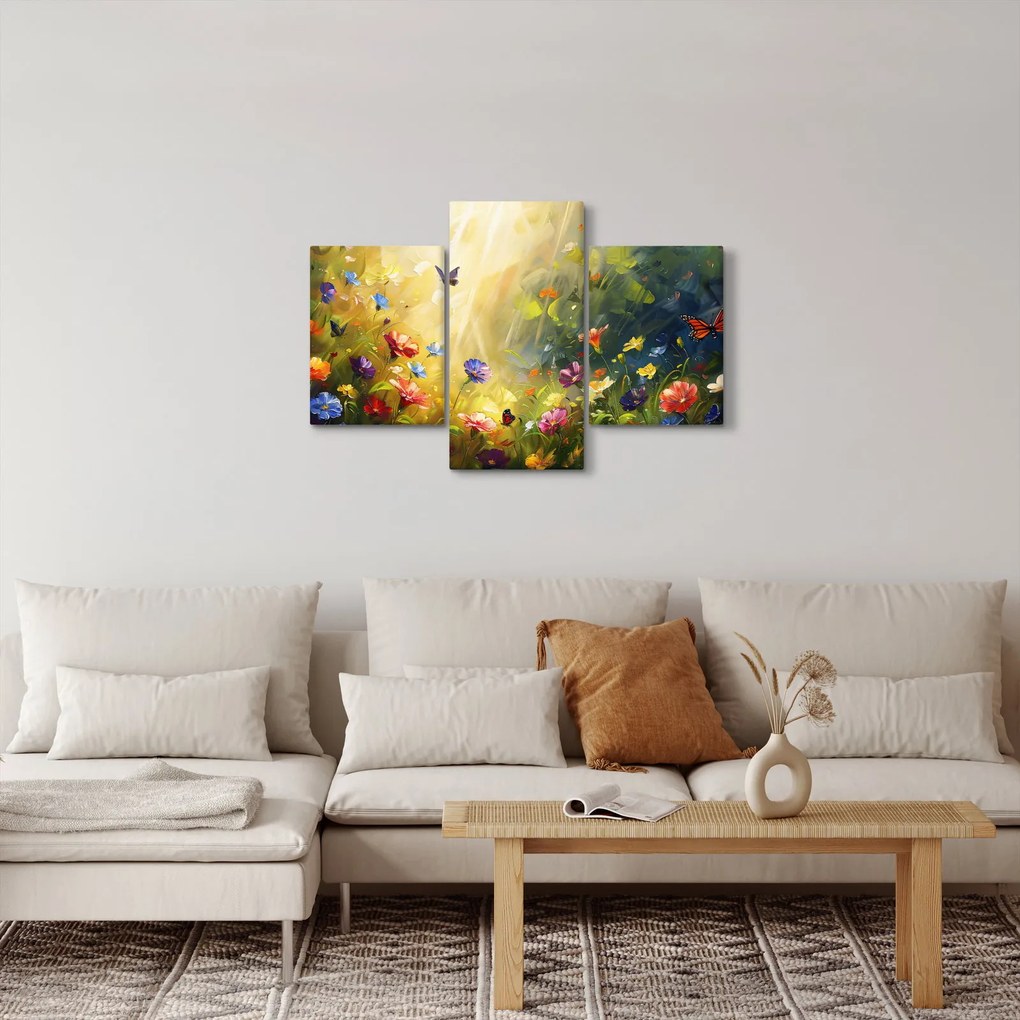 Tablou - Pajiște cu flori de primăvară, pictură (90x60 cm)