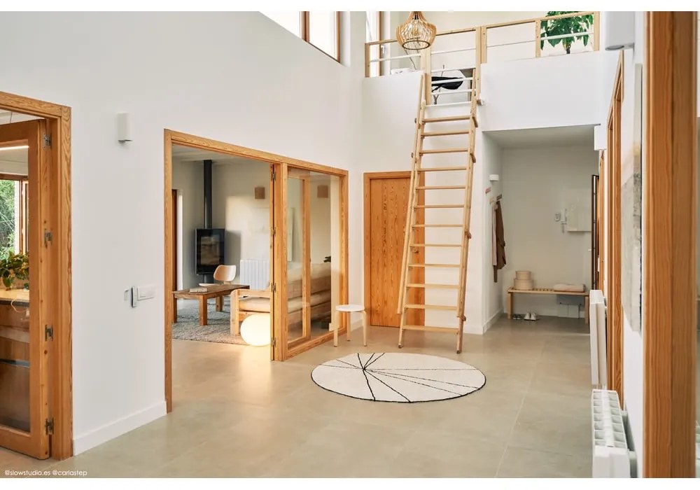 Covor crem lavabil/țesut manual rotund din bumbac ø 160 cm Trace Beige – Lorena Canals