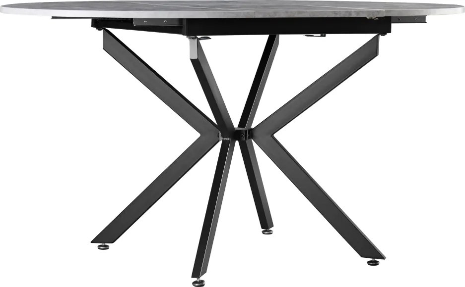 Masă extensibilă de dining, beton/neagră, 100x100-140x75 cm, ABERO TIP 1