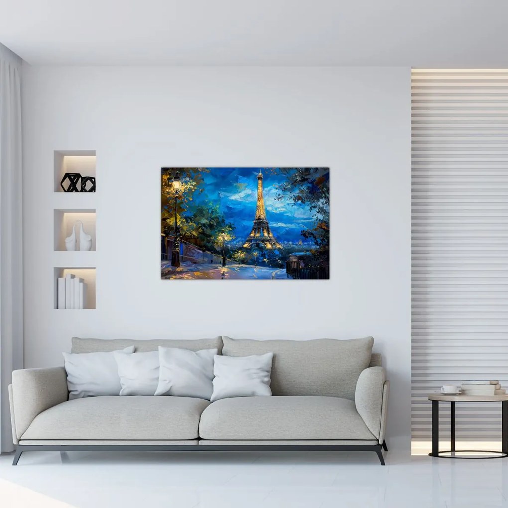 Tablou - Pictură în ulei a Turnului Eiffel (90x60 cm)