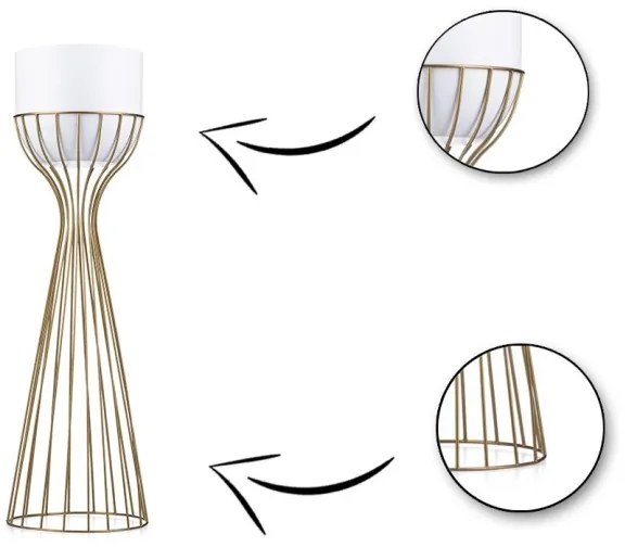 Ghiveci metalic de flori LOFT 56x20 cm auriu/alb