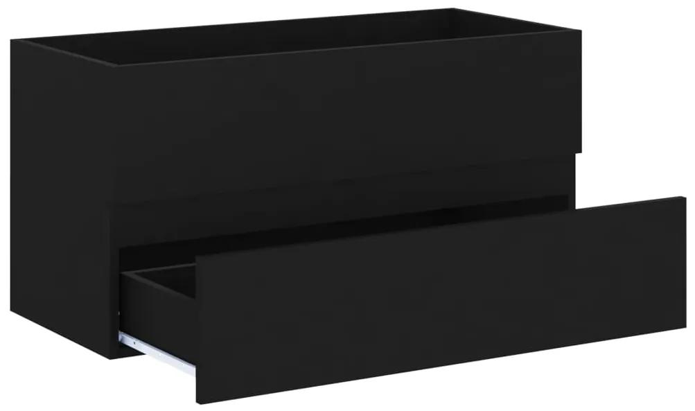 Dulap de chiuvetă, negru, 90x38,5x45 cm, pal