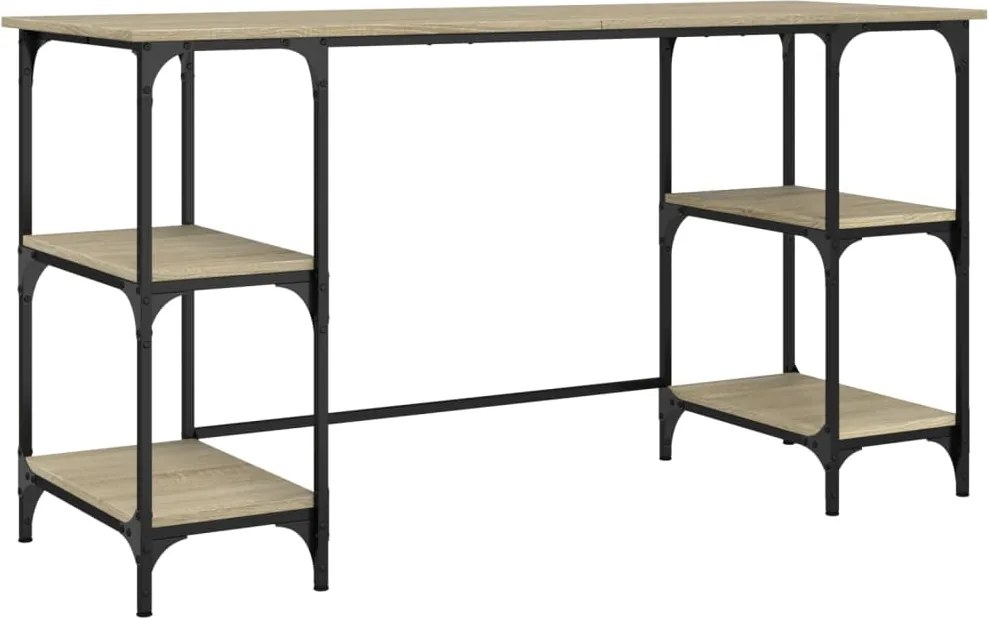 vidaXL Birou, stejar sonoma, 140x50x75 cm, metal și lemn prelucrat