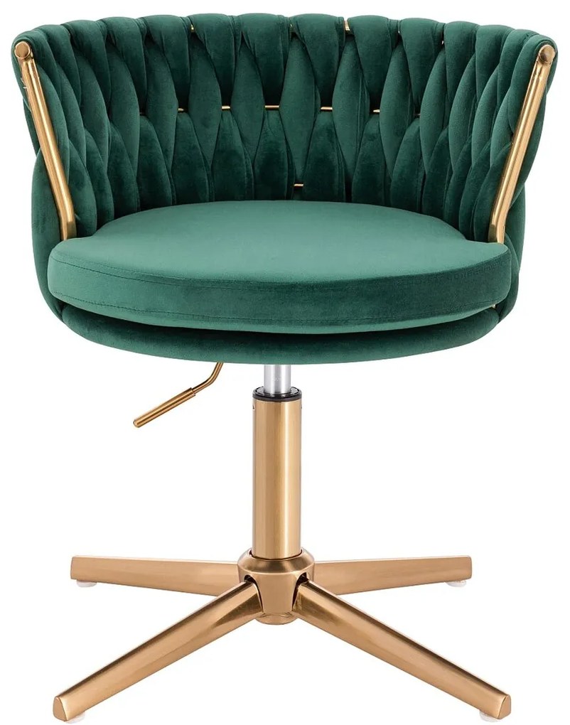 HR450CROSS Scaun Verde din Catifea cu Bază Aurie