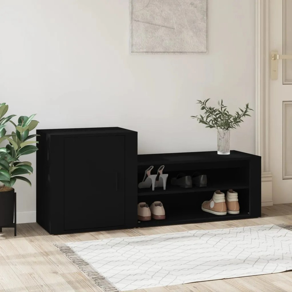 vidaXL Pantofar, negru, 130x35x54 cm, lemn prelucrat