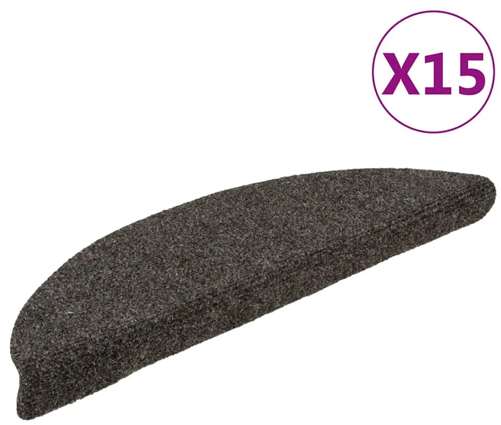 vidaXL Covorașe pentru scări autoadezive, 15 buc., 56x17x3 cm, antracit, semirotunde