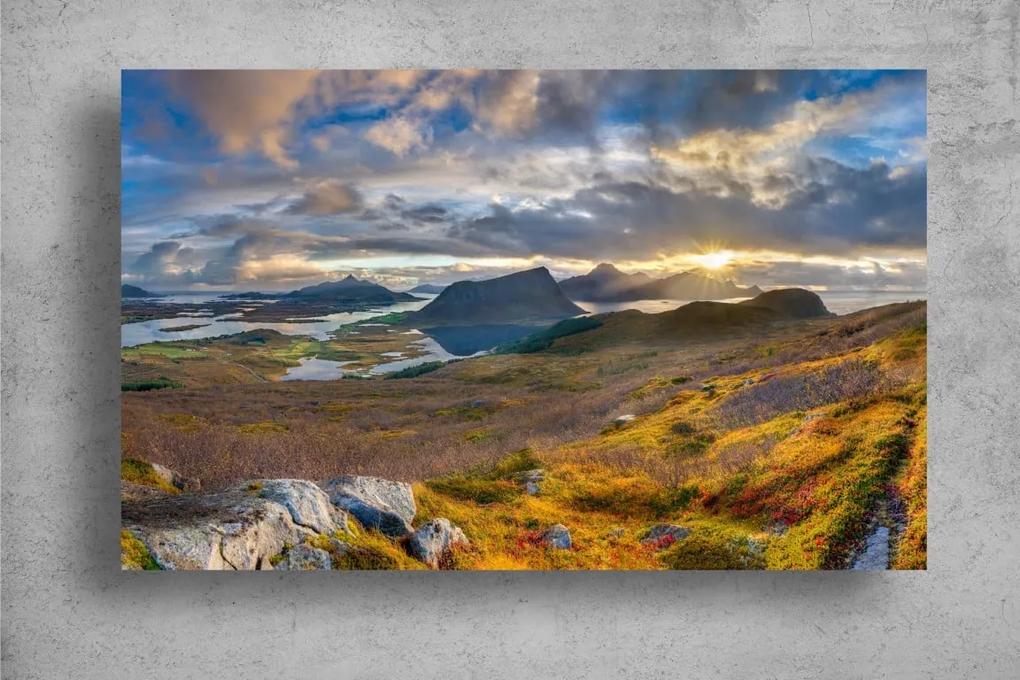 Tapet Premium Canvas - Rasaritul soarelui deasupra muntilor din Norvegia