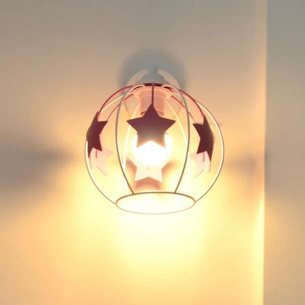 Lampă de perete pentru copii STARS 1xE27/15W/230V roz/alb