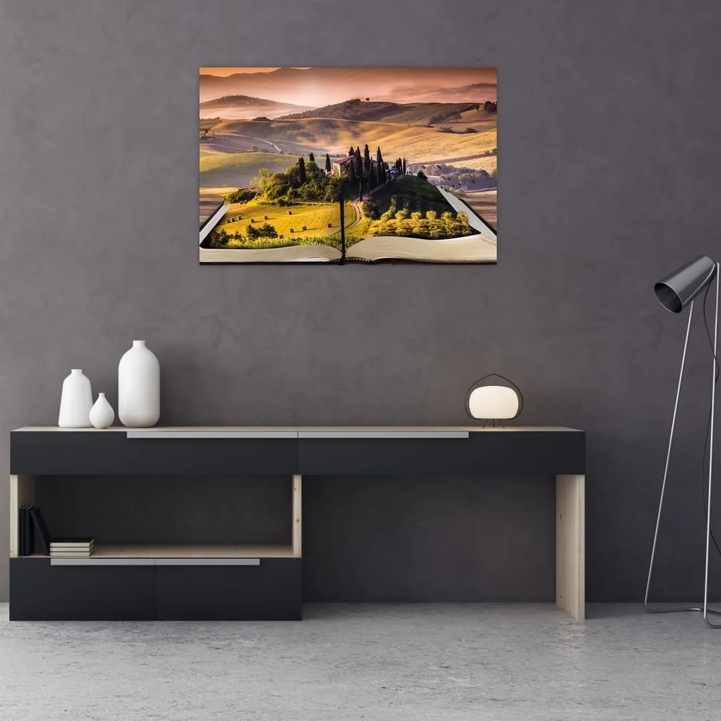 Tablou cu peisaj în carte (90x60 cm)