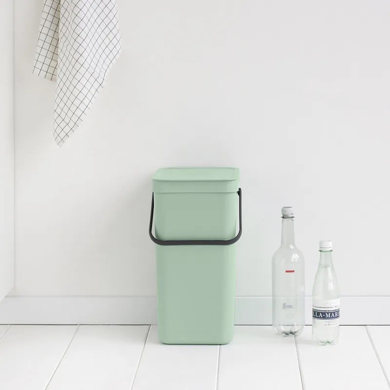 Cos de gunoi colectare selectiva Brabantia Sort&Go 1005517, 16 L, Maner, Montabil pe perete, Verde deschis