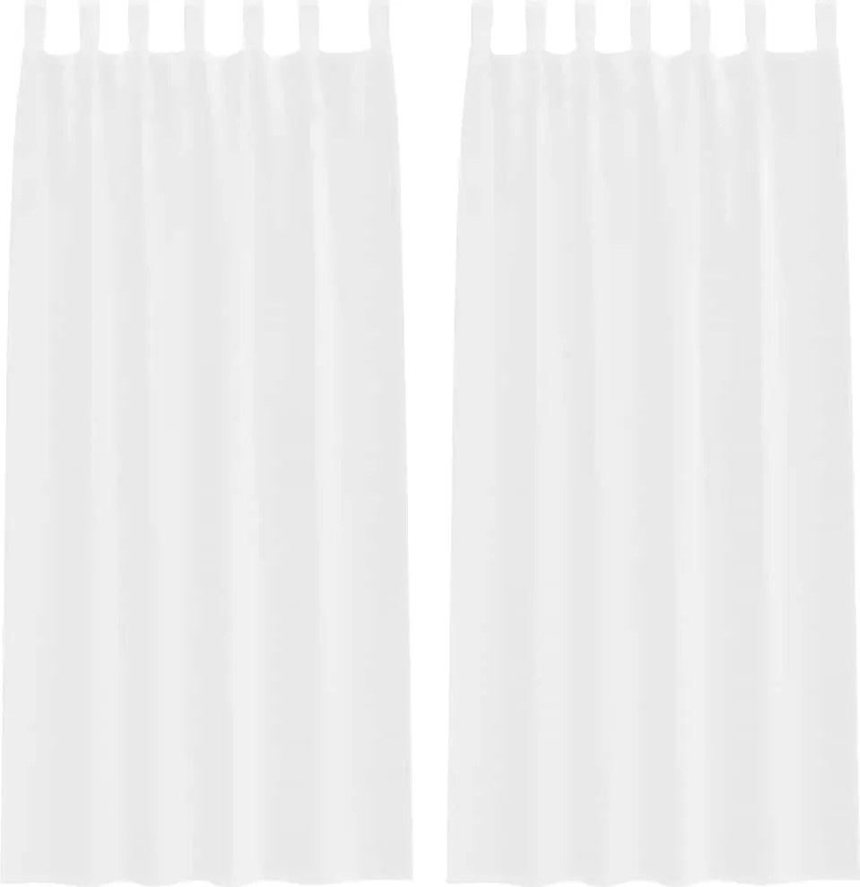 vidaXL Cortină din Voile cu perdele 2 pcs Alb 225 x 140 cm Poliester