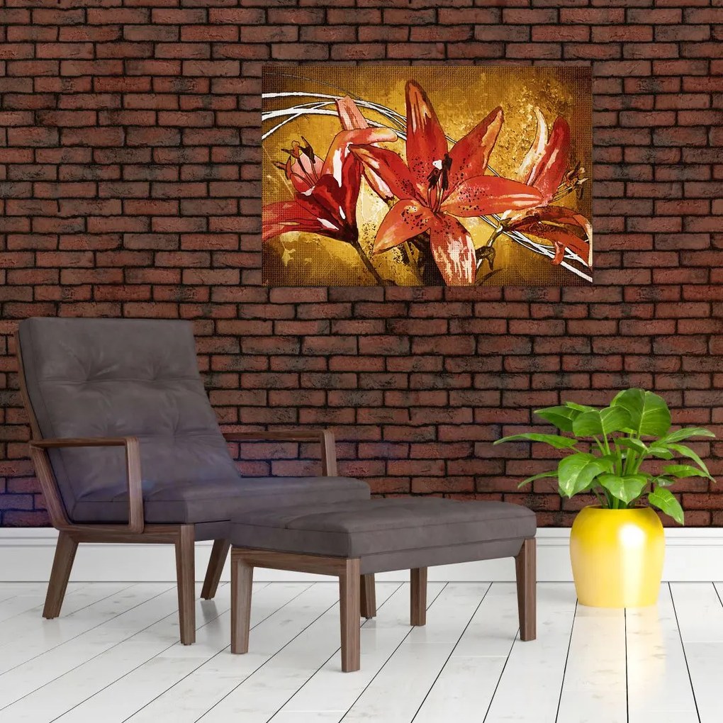Tablou cu flori de crini (90x60 cm)