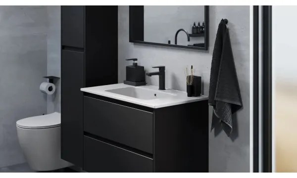 Dulap de baie cu lavoar MOLDE, 80 cm, negru
