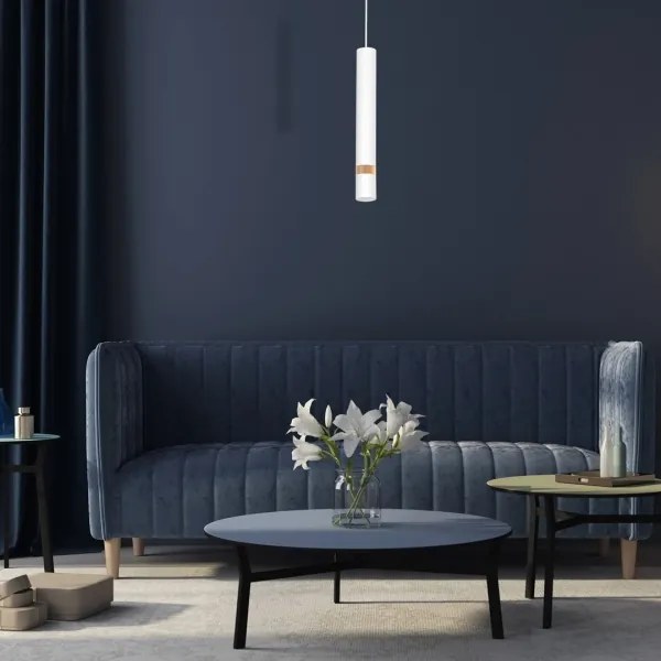 Lustră pe cablu JOKER WHITE WOOD 1xGU10/8W/230V