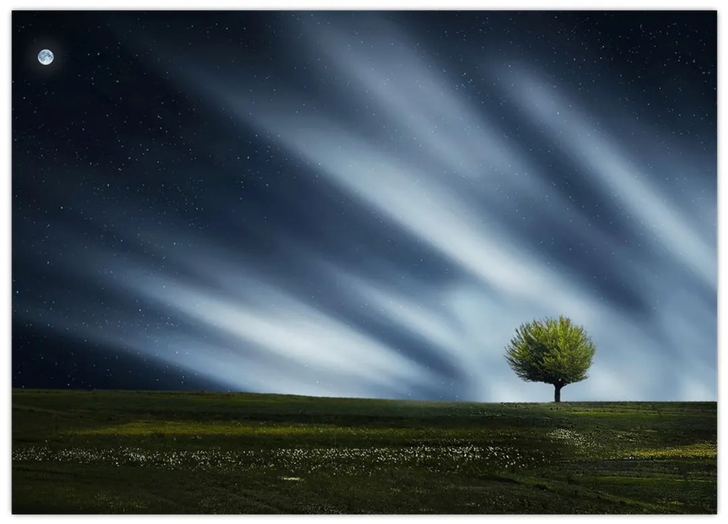 Tablou pe sticlă - Aurora boreală (70x50 cm)