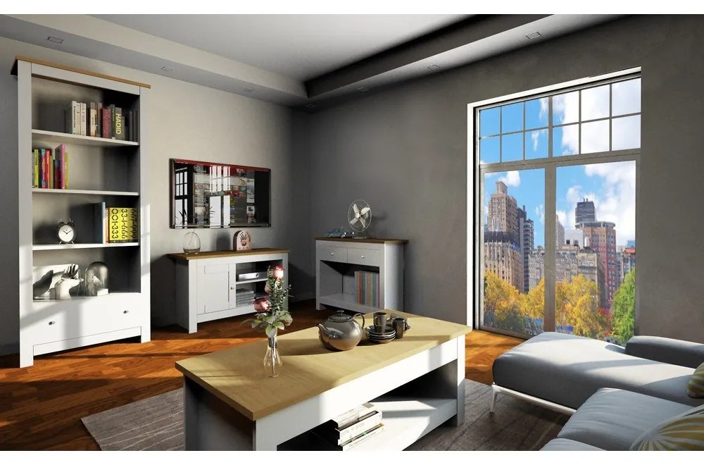 Comodă TV gri cu aspect de lemn de stejar 95x58 cm Emerald – Støraa