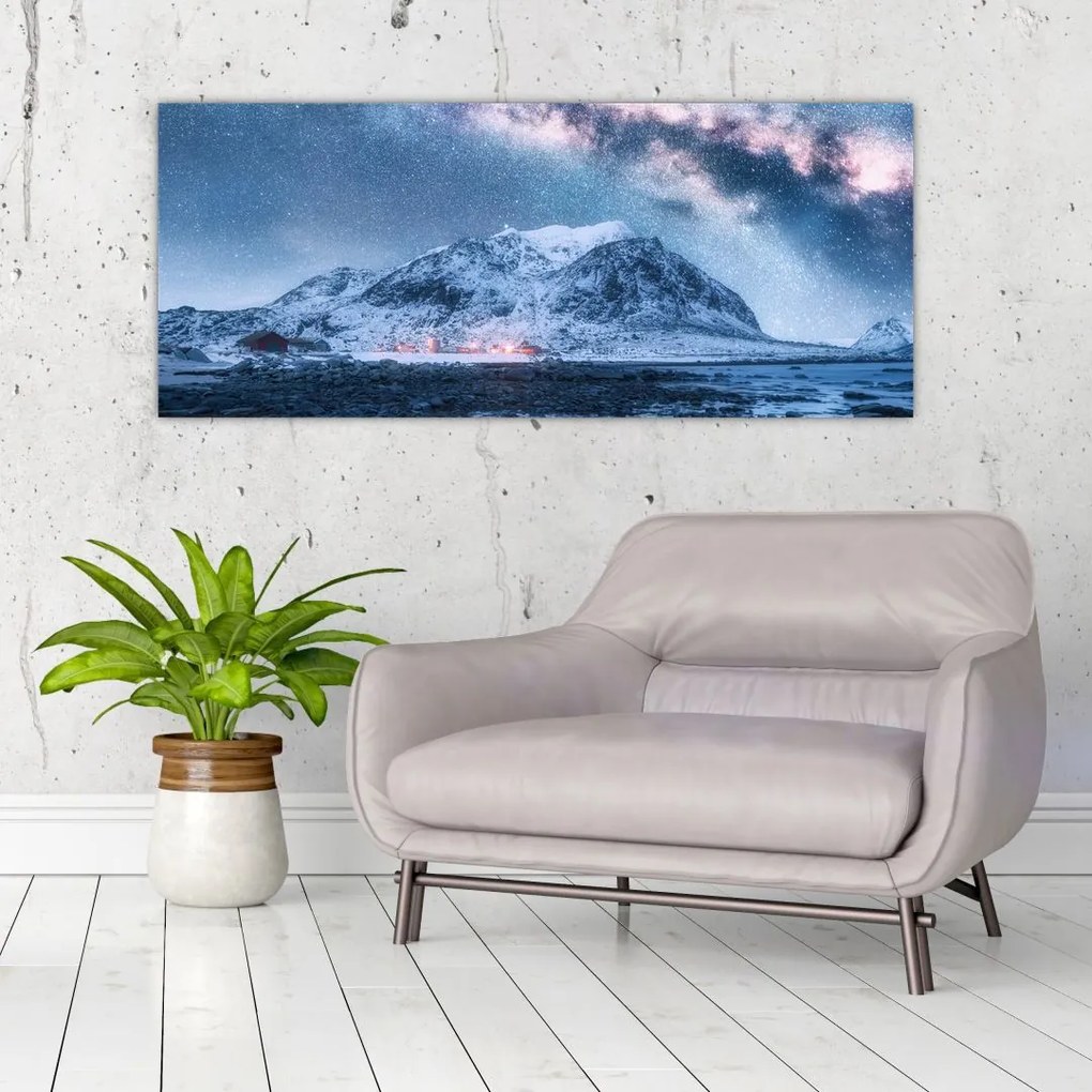 Tablou cu munți și ceul cu stele (120x50 cm)