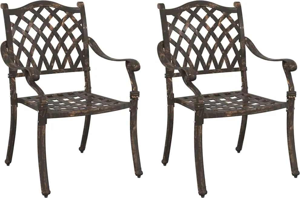 vidaXL Scaun pentru Grădină 2 pcs Bronz 56 x 55 x 92.5cm Aluminiu