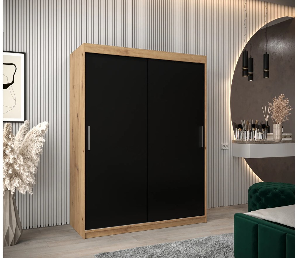 Dulap de haine 150 cm Toki (stejar artisan + negru mat). 1064826
