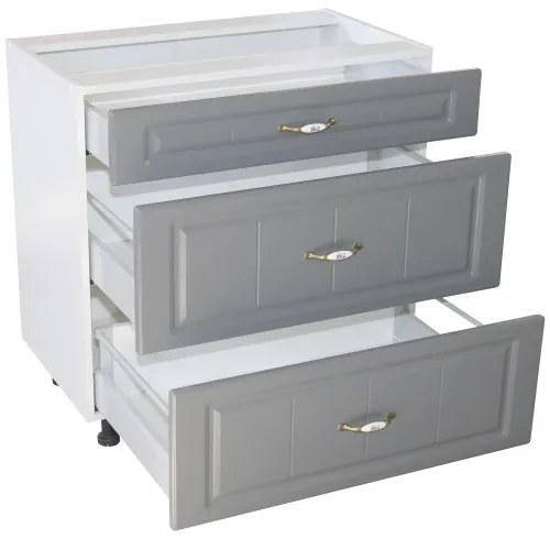 Corp inferior 80 cu 3 sertare metalice greutate Zebra MDF gri dungi