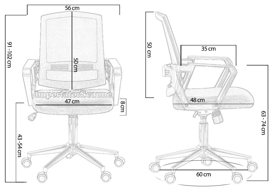 Scaun de birou din mesh reglabil OFF 624M ergonomic