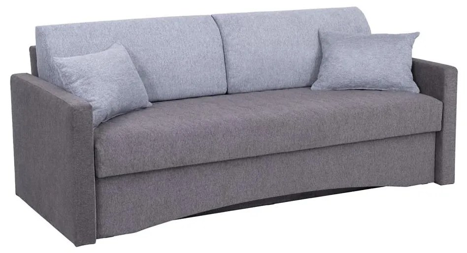 Canapea extensibilă tapițată PAUL, 3 locuri, pentru dormit zilnic, cu cotiere, gri