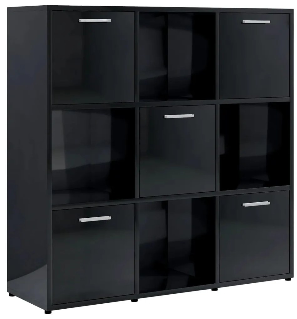 802937 vidaXL Bibliotecă, negru extralucios, 90 x 30 x 90 cm, lemn prelucrat