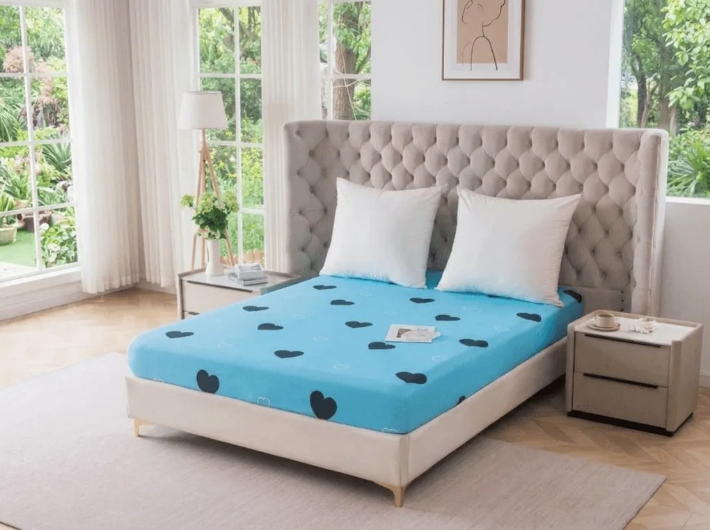 Cearsaf din microfibra CORAZON albastru 90x200 cm