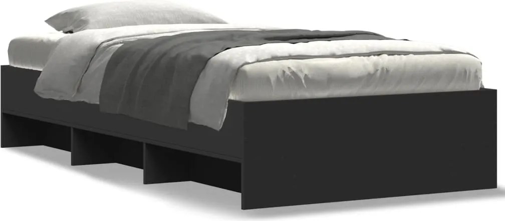 vidaXL Cadru de pat, negru, 90x200 cm, lemn prelucrat