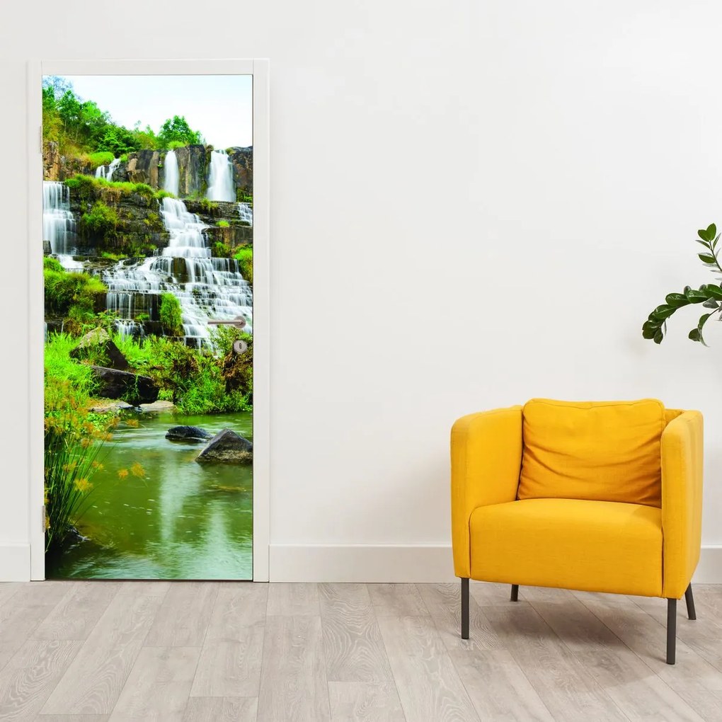 Fototapet pentru ușă - Cascadele cu verdeață (95x205cm)