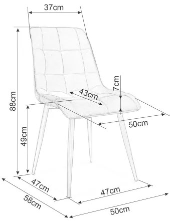 Scaun de bucaterie Chic D Velvet, galben