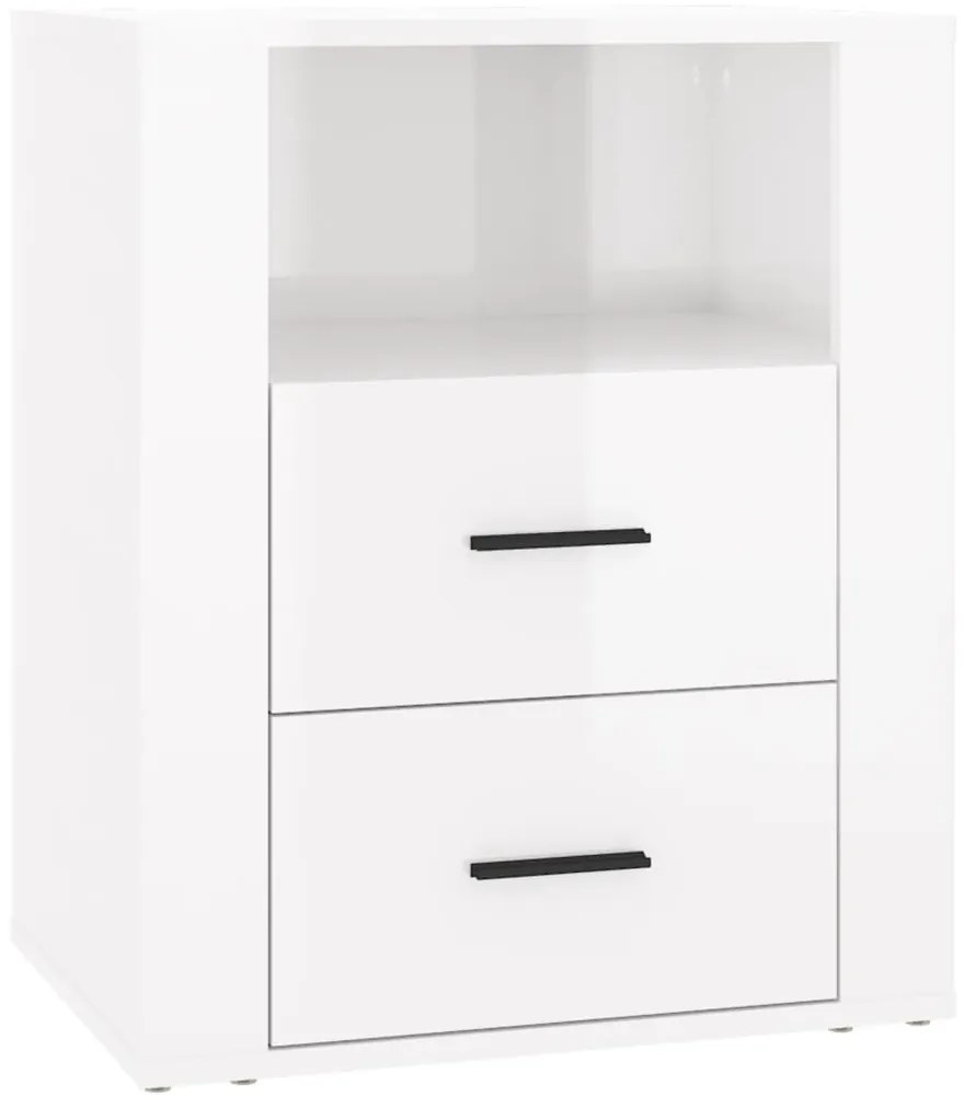 816730 vidaXL Noptieră, alb extralucios, 50x36x60 cm, lemn compozit